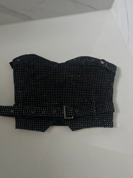 Strapless Belted Diamanté Top