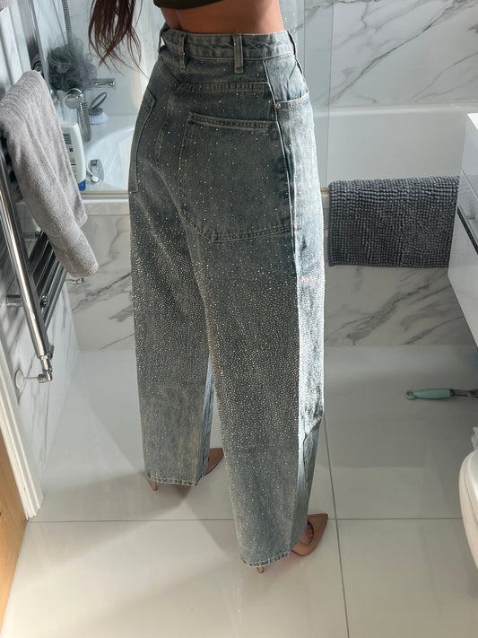 Baggy High Waisted Diamanté Jeans