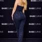 BABECURVE Navy Dark Blue Straight Leg Diamanté Jeans