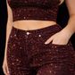 BABECURVE 3 Pcs Set - Straight Leg Diamanté Jeans With Jacket and Inside Free Size TOP