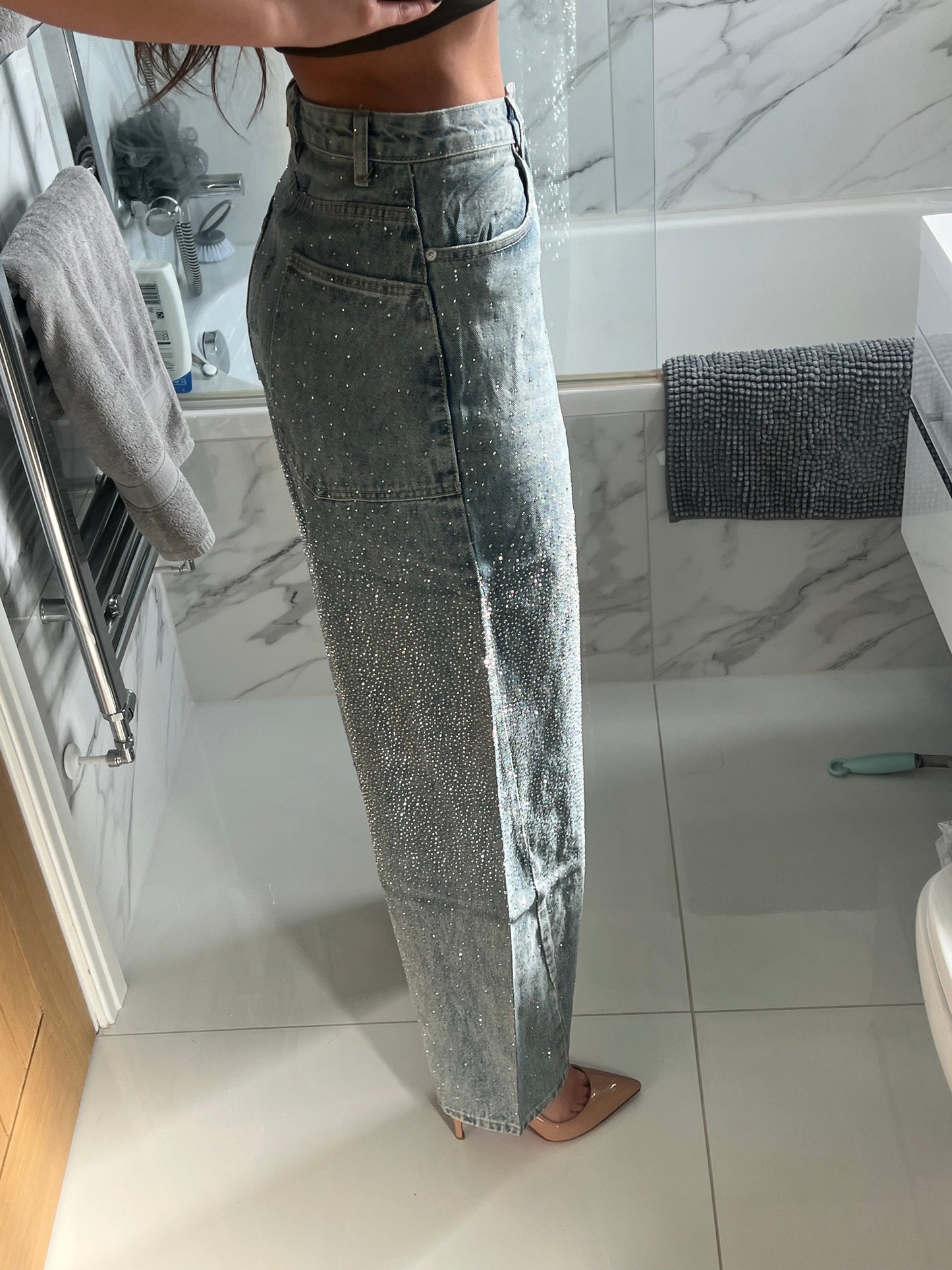 Baggy High Waisted Diamanté Jeans