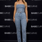 BABECURVE Light Blue Straight Leg Diamanté Jeans
