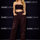 BABECURVE 3 Pcs Set - Straight Leg Diamanté Jeans With Jacket and Inside Free Size TOP