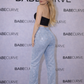 BABECURVE SKY Blue Straight Leg Diamanté Jeans