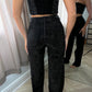 Black Diamanté Wide Leg Jeans
