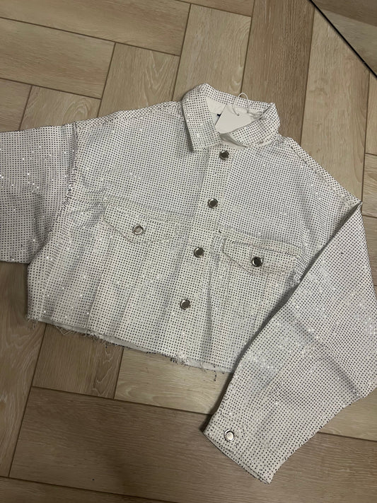 White Diamanté Denim Jacket