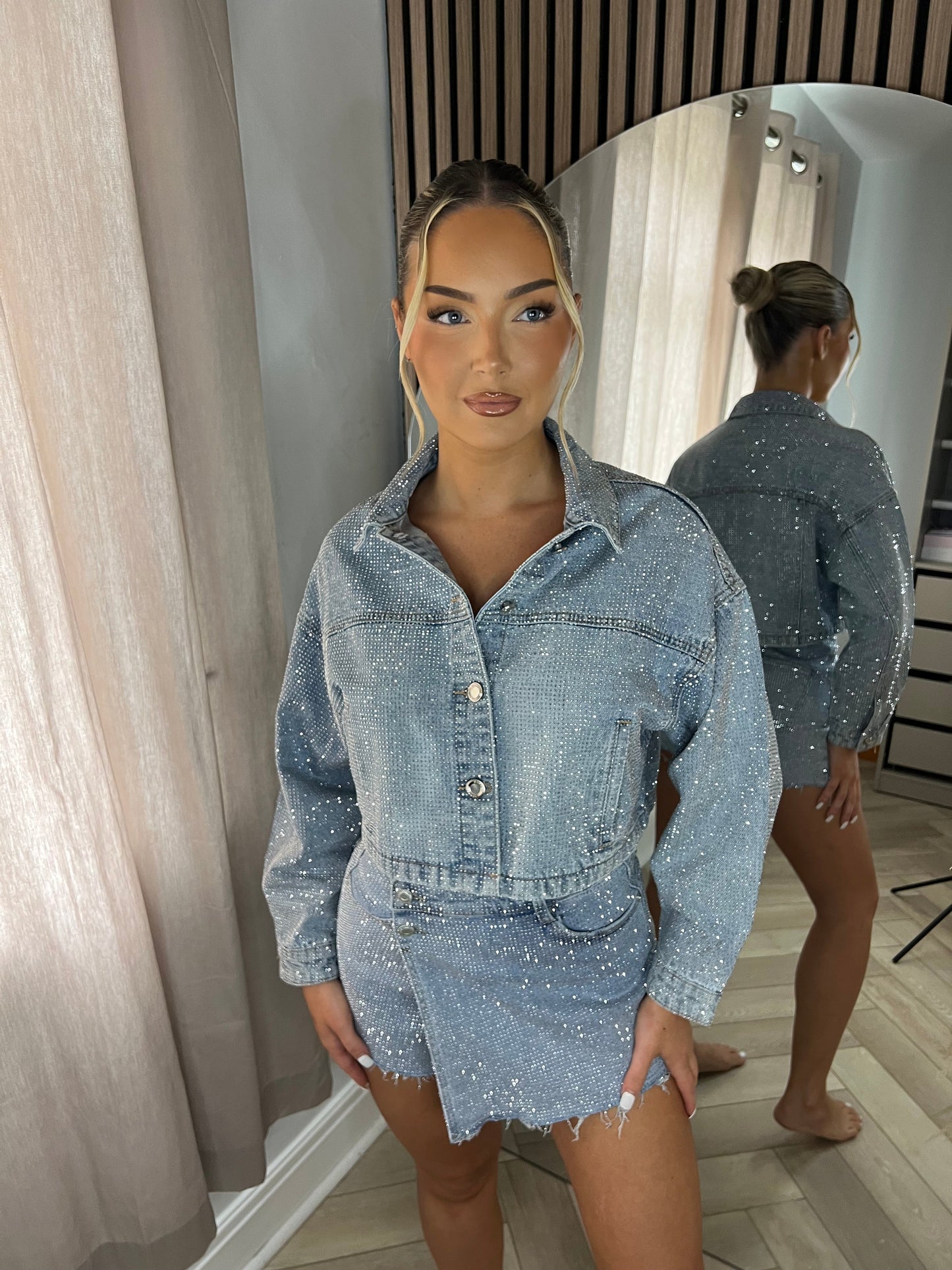 Light Blue Diamanté Denim Jacket