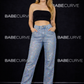BABECURVE Rainbow Diamanté Blue Wide Leg Sparkle Covered Jeans