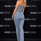 BABECURVE Light Blue Straight Leg Diamanté Jeans