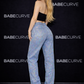 BABECURVE Rainbow Diamanté Blue Wide Leg Sparkle Covered Jeans