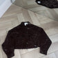 Chocolate Brown Diamanté Denim Jacket