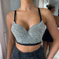 Black Diamanté Bustier Top