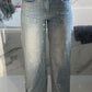 Silver Diamanté Blue Wide Leg Sparkle Covered Jeans