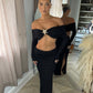 Black Off-Shoulder Maxi Set