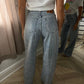 Silver Diamanté Blue Wide Leg Sparkle Covered Jeans