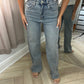 Vintage Wash Ombré Diamanté Wide Leg Jeans