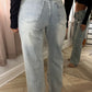 Blue Double Waistband Wide Leg Jeans