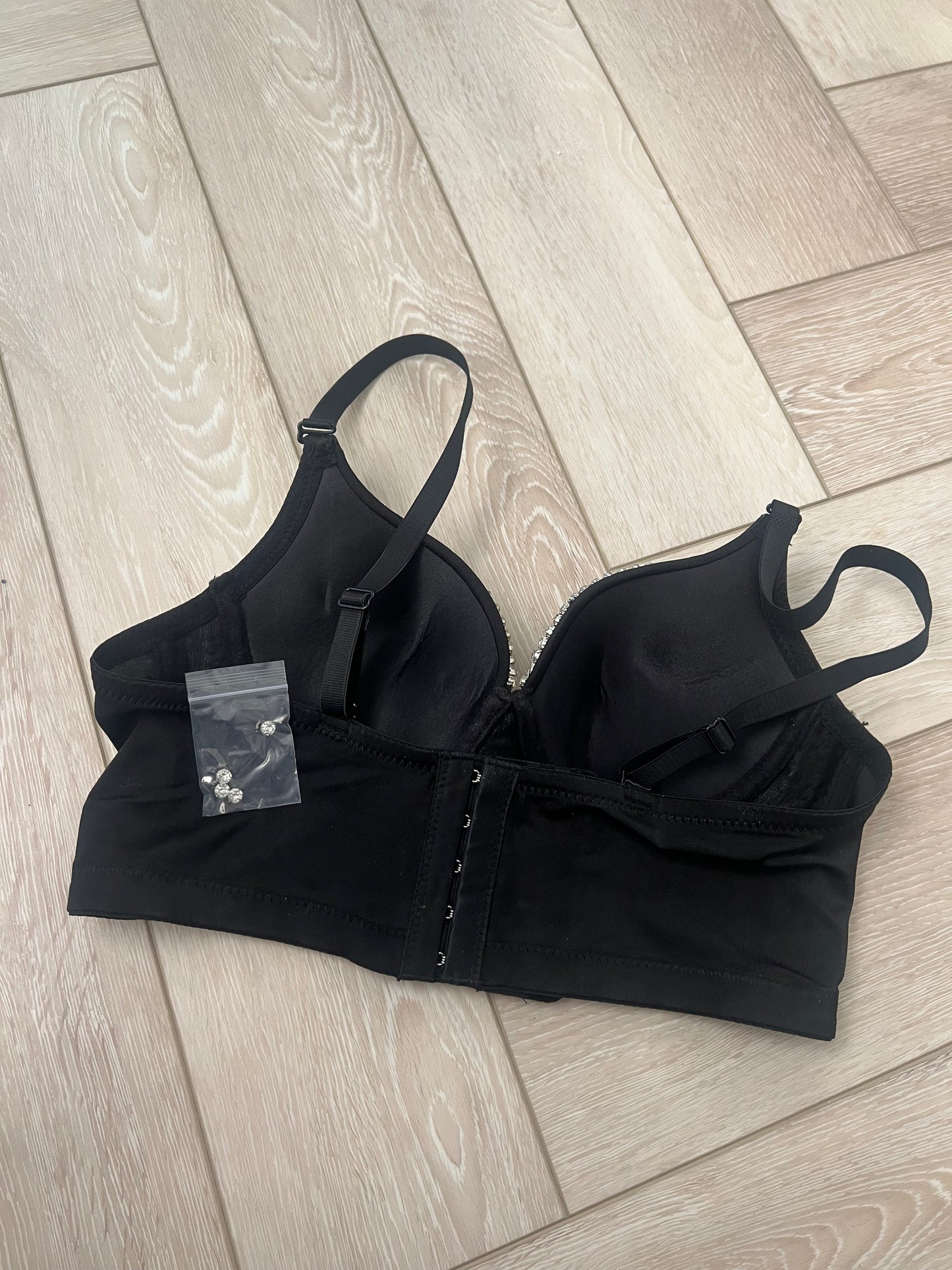 Black Diamanté Bustier Top