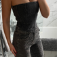 Dark Grey Matching Diamanté Corset Top