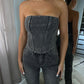 Light Grey Matching Diamanté Corset Top