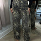 Leopard Diamanté Wide Leg Jeans
