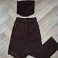 BABECURVE 3 Pcs Set - Straight Leg Diamanté Jeans With Jacket and Inside Free Size TOP