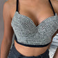 Black Diamanté Bustier Top