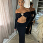 Black Off-Shoulder Maxi Set