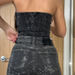 Dark Grey Matching Diamanté Corset Top
