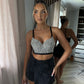 Black Diamanté Bustier Top